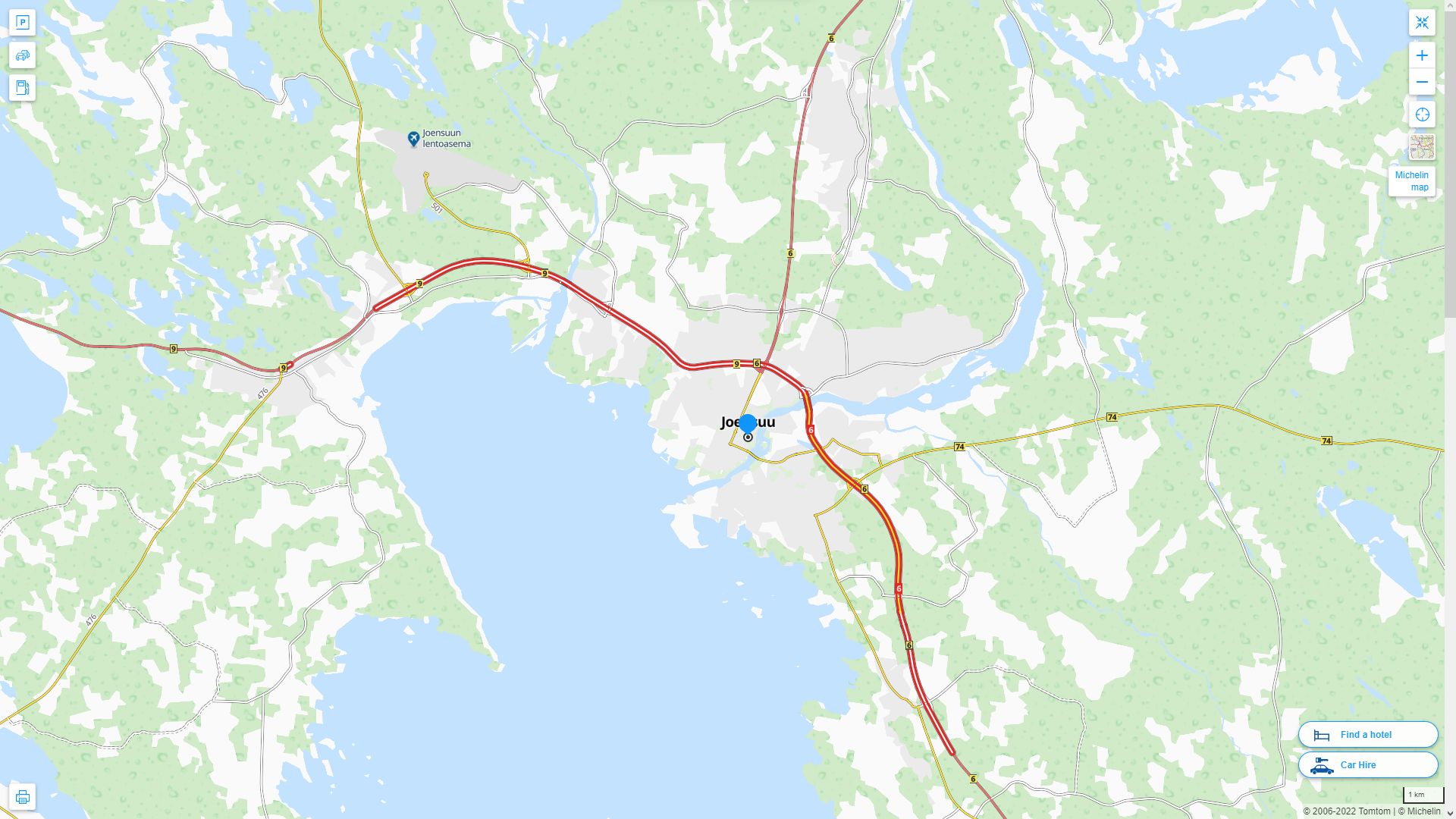 Joensuu Finlande Autoroute et carte routiere